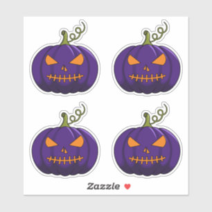 4PC Pumpkin Stickers - Halloween Jack-o'-Lantern