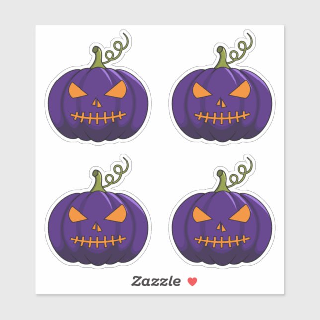 4PC Pumpkin Stickers - Halloween Jack-o'-Lantern (Sheet)
