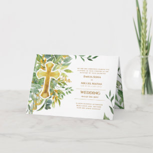 4pg Floral Cross  Greenery Wedding Invite Program