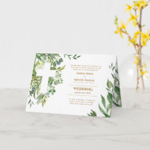 4pg Floral Cross  Greenery Wedding Invite Program