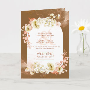 4pg Hispanic Floral Wedding Program Bilingual Chic Card