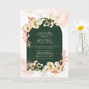 4pg Hispanic Floral Wedding Program Bilingual Chic Card