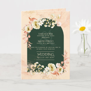 4pg Hispanic Floral Wedding Program Bilingual Chic Card