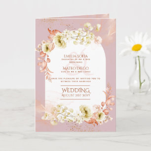 4pg Hispanic Floral Wedding Program Bilingual Chic Card