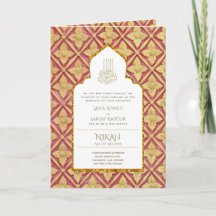 4Pg NIKAH WALIMA Invite Red Gold Ornate