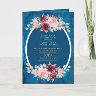 4pg Spanish BODA Invitations Teal Blue Burgundy