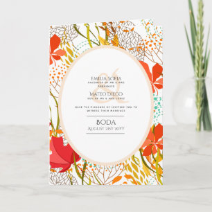 4pg Spanish BODA Invite Fall Leaves Modern