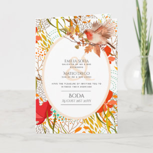 4pg Spanish BODA Invite Fall Leaves Robin