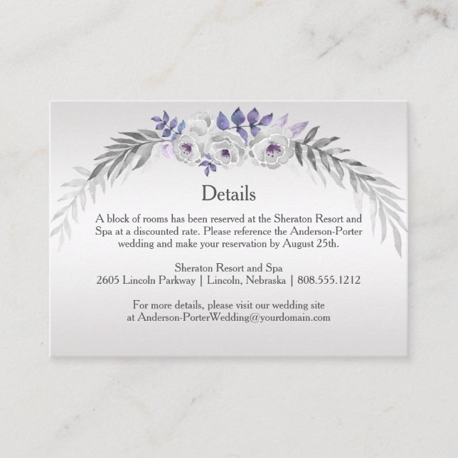 #4Purple Silver Grey Floral Detail Enclosure Cards (Front)