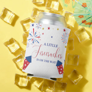 4t of July Independence firecracker Baby Shower  Can Cooler