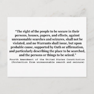 4th Amendment of the United States Constitution Postcard
