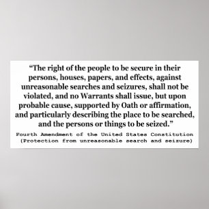 4th Amendment of the United States Constitution Poster