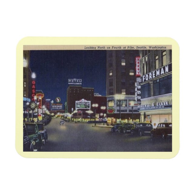 4th and Pike, Seattle, Washington Vintage  Magnet (Horizontal)