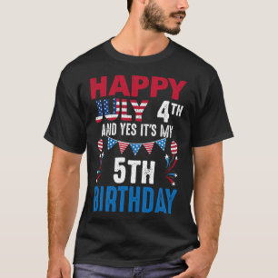 4th And Yes It's My 5th Birthday American Patrioti T-Shirt