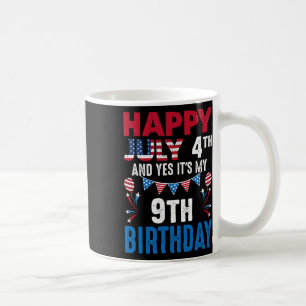 4th And Yes It's My 9th Birthday American Patrioti Coffee Mug