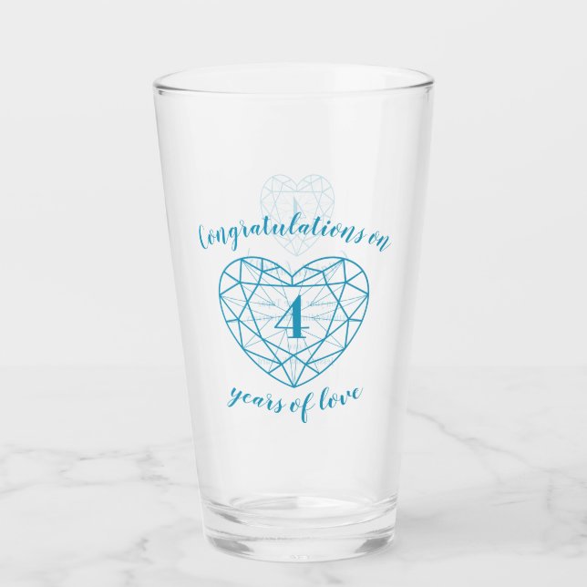 4th anniversary 4 years of love blue topaz custom glass (Front)