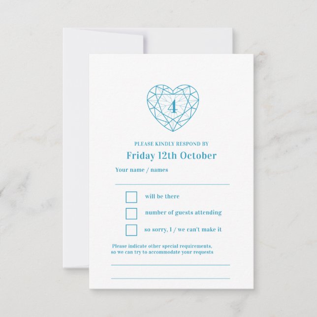 4th anniversary blue topaz reply RSVP Card (Front)