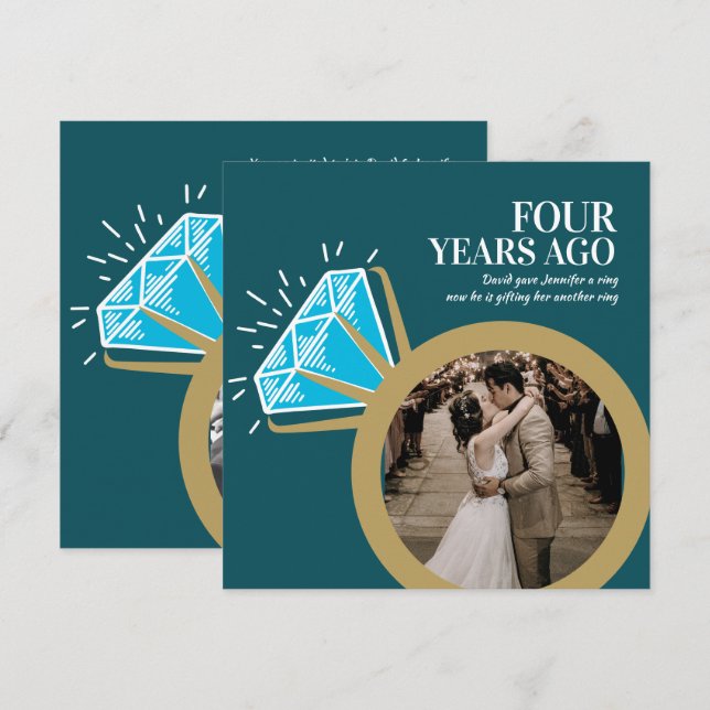 4th anniversary blue topaz ring photos invitation (Front/Back)