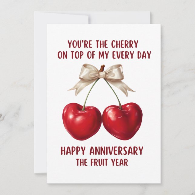 4th Anniversary Card, Fruit Anniversary Card,  Holiday Card (Front)