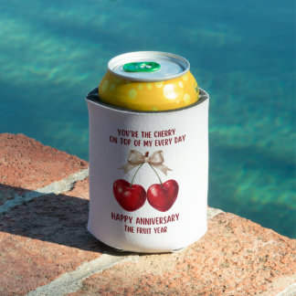 4th Anniversary Card, Fruit Anniversary Ornament Can Cooler