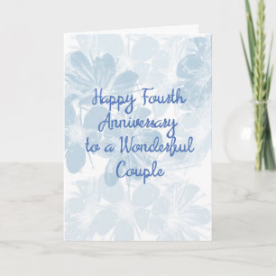4th Anniversary Card with Blue Flowers