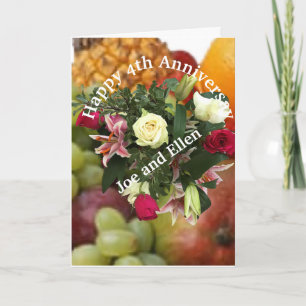 4th Anniversary, Fruit and Flowers, Card