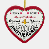 4th Anniversary Gift Heart Shaped Christmas