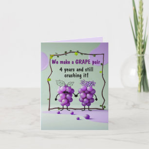 4th anniversary wedding Flowers and Fruit grapes Card