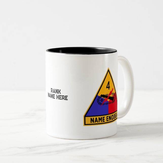 4th Armoured Division "Name Enough" Custom Two-Tone Coffee Mug (Front Right)