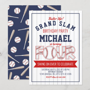 4th Baseball Birthday Invitation