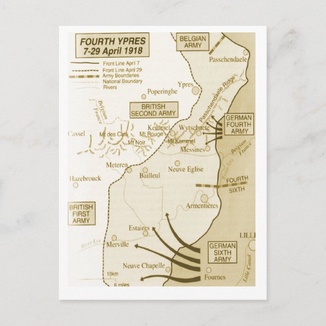 4th Battle of Ypres, 1918 Postcard (Front)