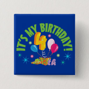 4th Birthday 15 Cm Square Badge