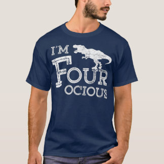 4th Birthday 4 Year Old Boy Four-ocious Dinosaur T-Shirt