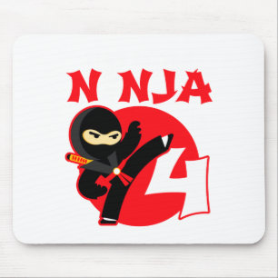 4th Birthday 4 Year Old Kids Party Little Ninja 4 Mouse Mat