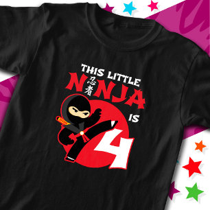 4th Birthday 4 Year Old Kids Party Little Ninja 4 T-Shirt