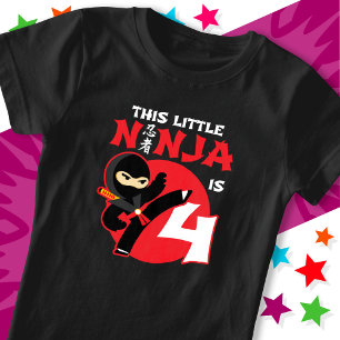 4th Birthday 4 Year Old Kids Party Little Ninja 4 T-Shirt