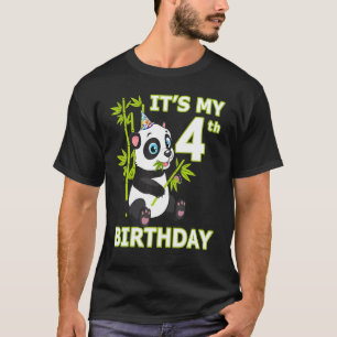 4th Birthday 4 Years Old Party Animal Panda T-Shirt