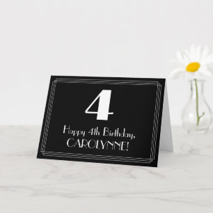 4th Birthday ~ Art Deco Inspired Look "4", Name Card