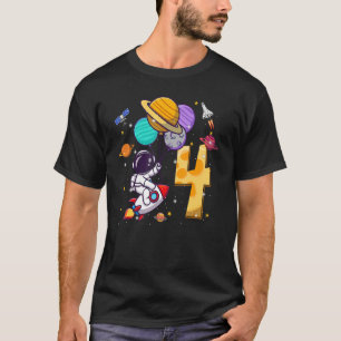 4th Birthday Astronaut Space Balloons 4 Years Old T-Shirt