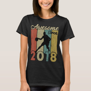 4th Birthday Awesome Since 2018 Basketball 4 Year T-Shirt