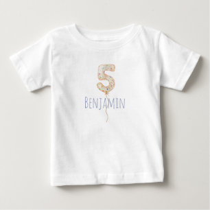 4th Birthday Balloon Milestone Birthday Party Baby T-Shirt