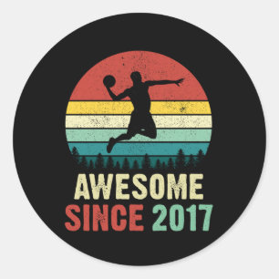 4th Birthday Basketball Lovers Awesome Since 2017  Classic Round Sticker