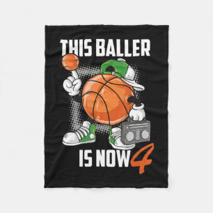 4th Birthday Basketball Player Funny 4 Years Old Fleece Blanket
