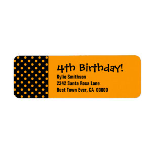 4th Birthday Black and Orange Polka Dots