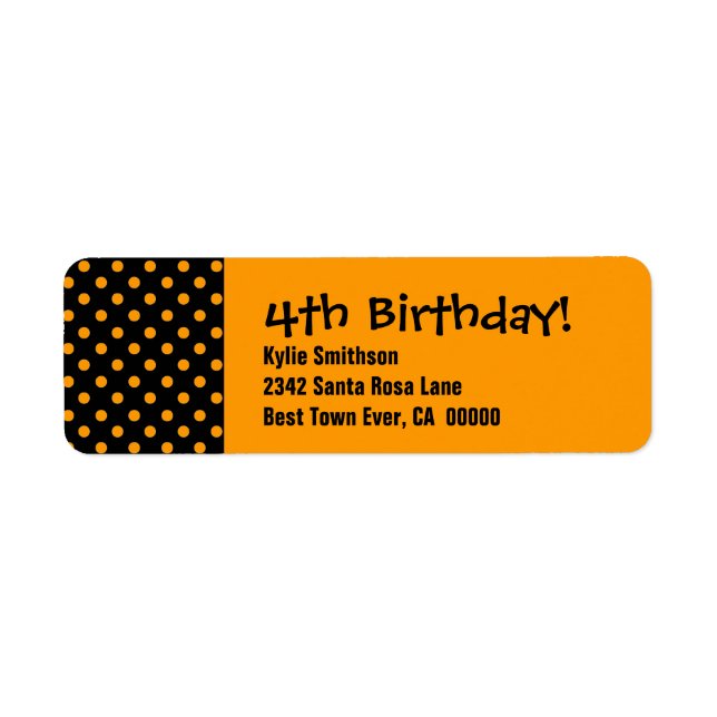 4th Birthday Black and Orange Polka Dots (Front)