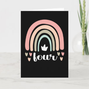 4th Birthday Boho Rainbow Party Kids 4 Years Old Card