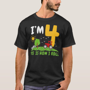 4th Birthday Boy 4 Year Old Farm Truck Tractor Par T-Shirt