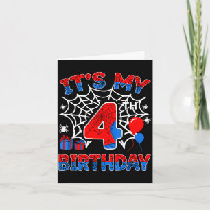 4th birthday boy 4 year old spider web birthday4th card