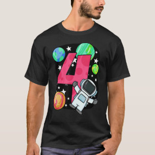 4th Birthday Boy 4 Years Astronaut Rocket Space T-Shirt
