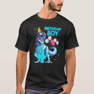 4th Birthday Boy Dinosaur Party For 4 Year Old Boy T-Shirt
